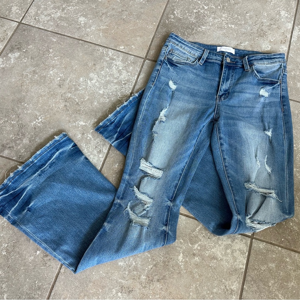 Vervet Distressed Flare Bottom Jeans